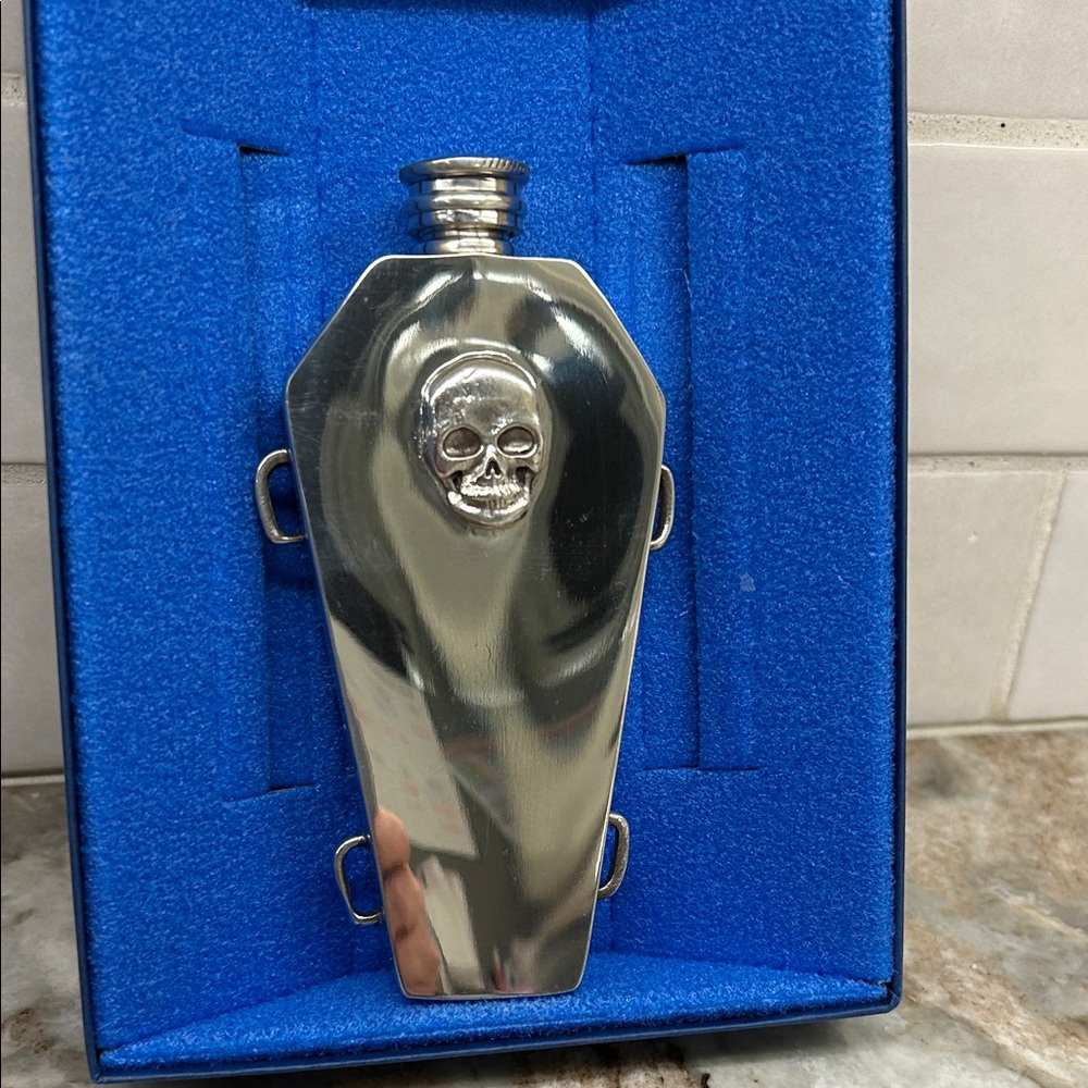 Silver Skull Coffin Flask
